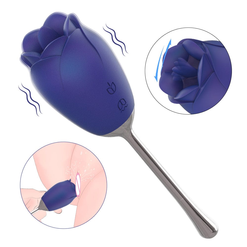 Silicone Rose Vibrator With Tongue Lickingfor Women - Aroselove
