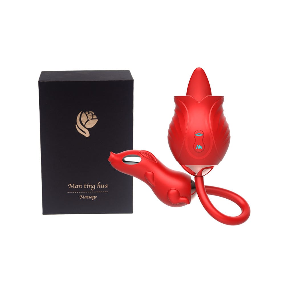 Aroselove - New Rose Double Head Tongue Licking Vibration Jump Egg For Women - Aroselove