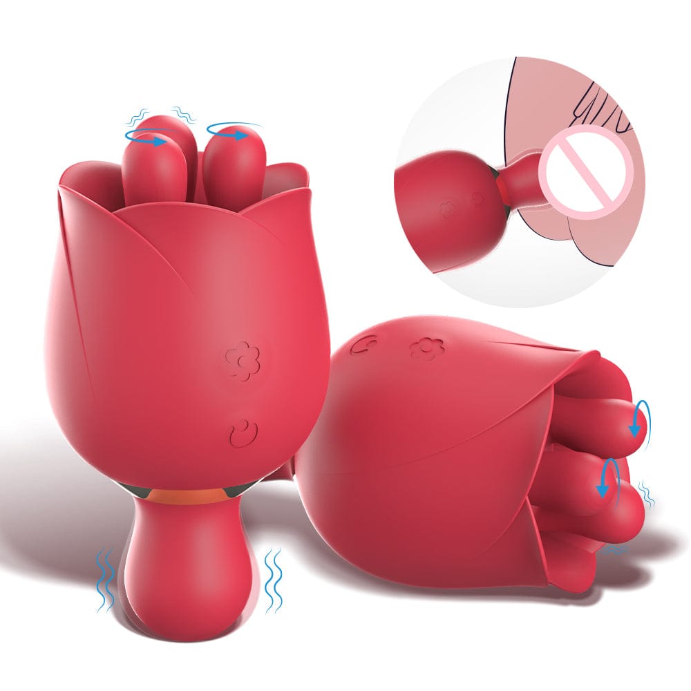 Aroselove - 2 In 1 Rose Vibrator Sex Toy Clitoral Clit Tongue Licking Vibrator - Aroselove