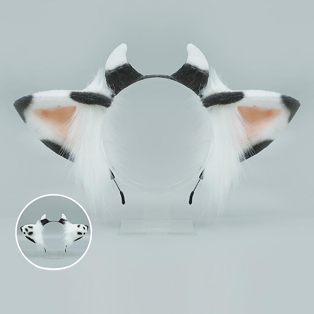 Furry Cow Ears Headwear Cartoon Animal Headband Lolita Cosplay Costume