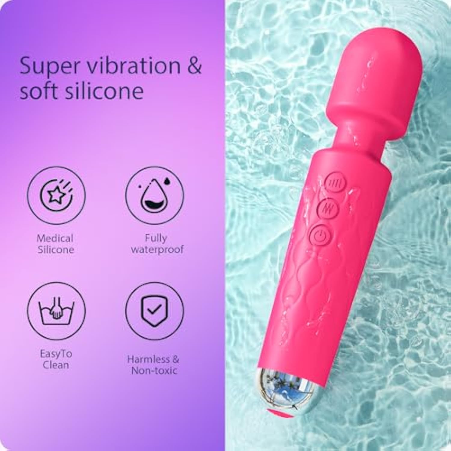 Vibrator Wand,Adult Sex Toy Wand, G Spot Dildo, Clit Vibrator, Sex Vibrators,Clitoris Stimulation,with 8 Speeds & 20 Patterns, Quiet,Fully Waterproof,Vibrating Wand for her Pleasure