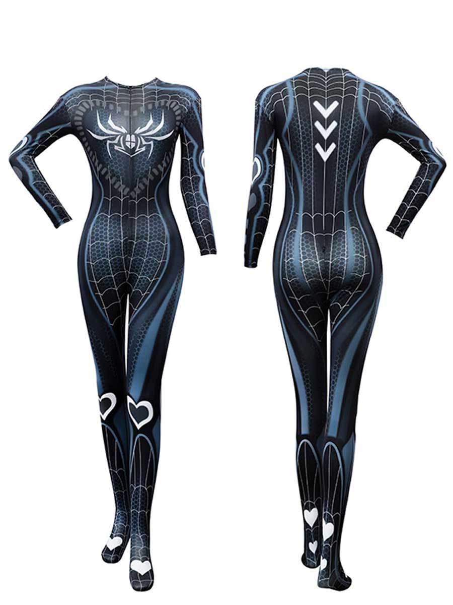 Sexy Spider Print Crotchless Catsuit