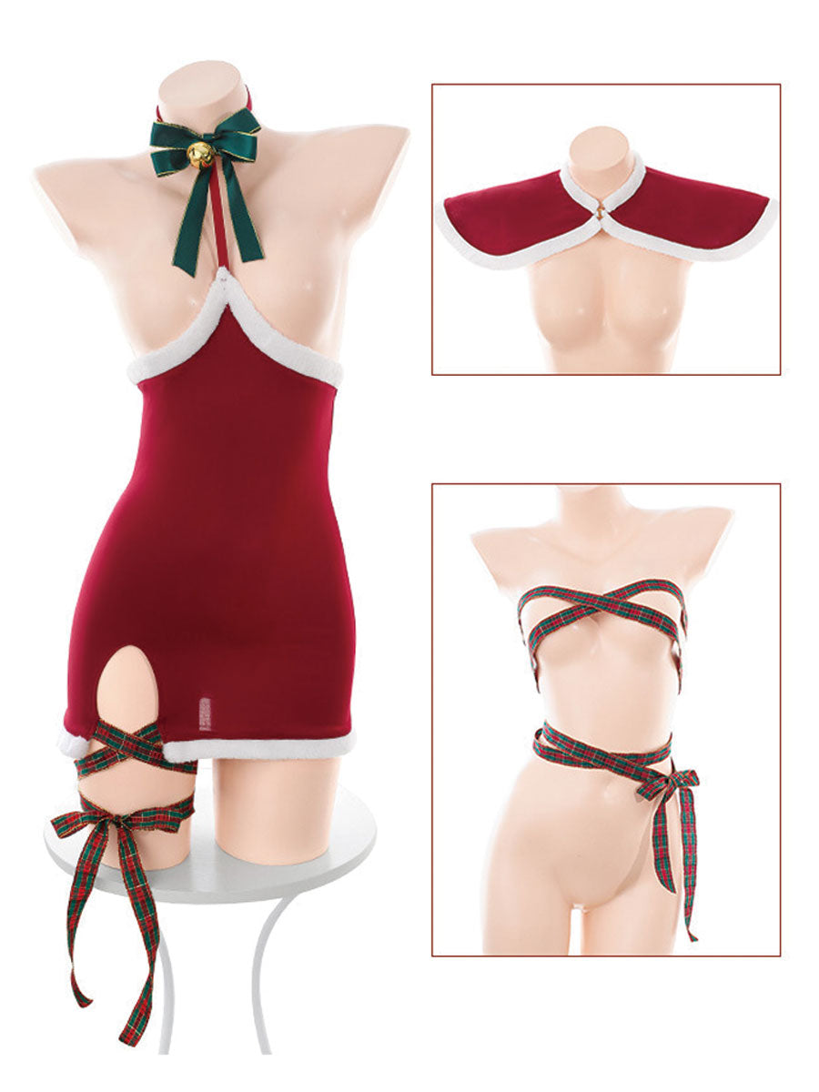 Mrs Claus Cupless Velvet Dress